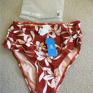 Cupshe Rust Floral High-Waist Bikini Bottoms